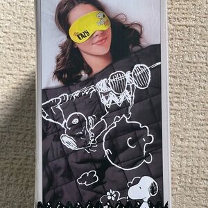 Snoopy Peanuts Black and White Weighted Blanket with Yellow Eye Mask